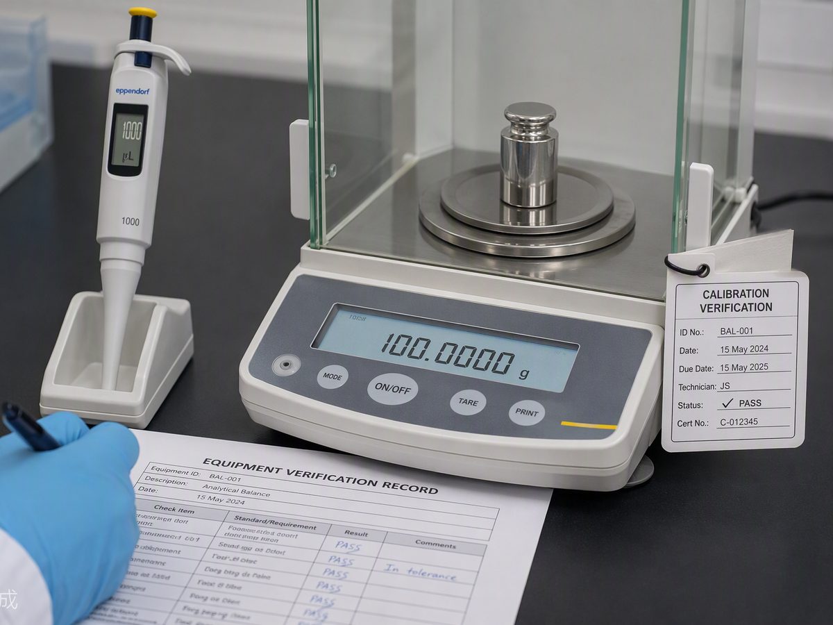 Laboratory equipment at Timor Labs showing a current verification tag